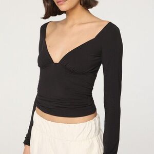 The Line by K Black Long-Sleeve V-Neck Top
